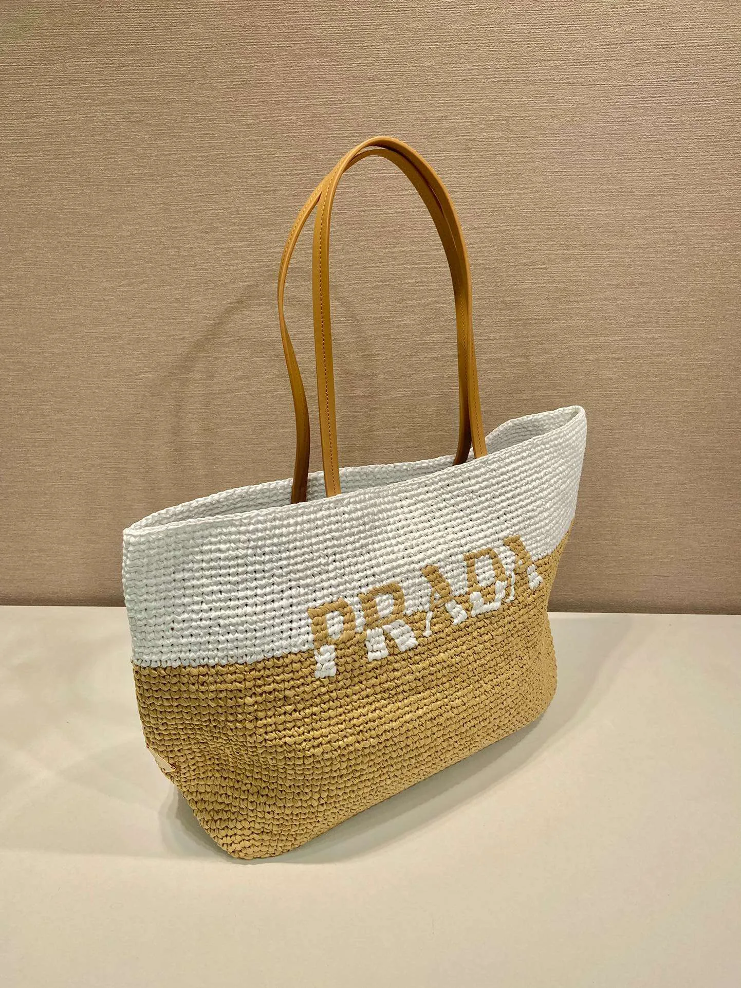 Prada Raffia Tote Bag Beige / 1BG442_2DJS_F0N86_V_OOO - Image 9