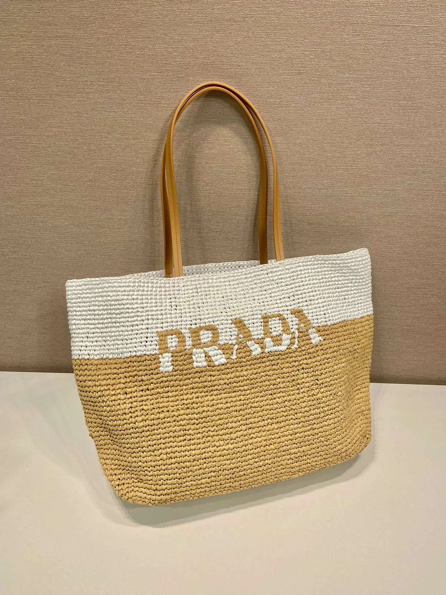 Prada Raffia Tote Bag Beige / 1BG442_2DJS_F0N86_V_OOO - Image 4
