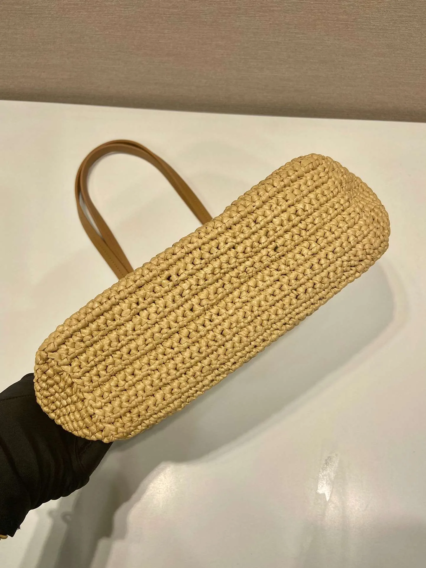 Prada Raffia Tote Bag Beige / - Image 5