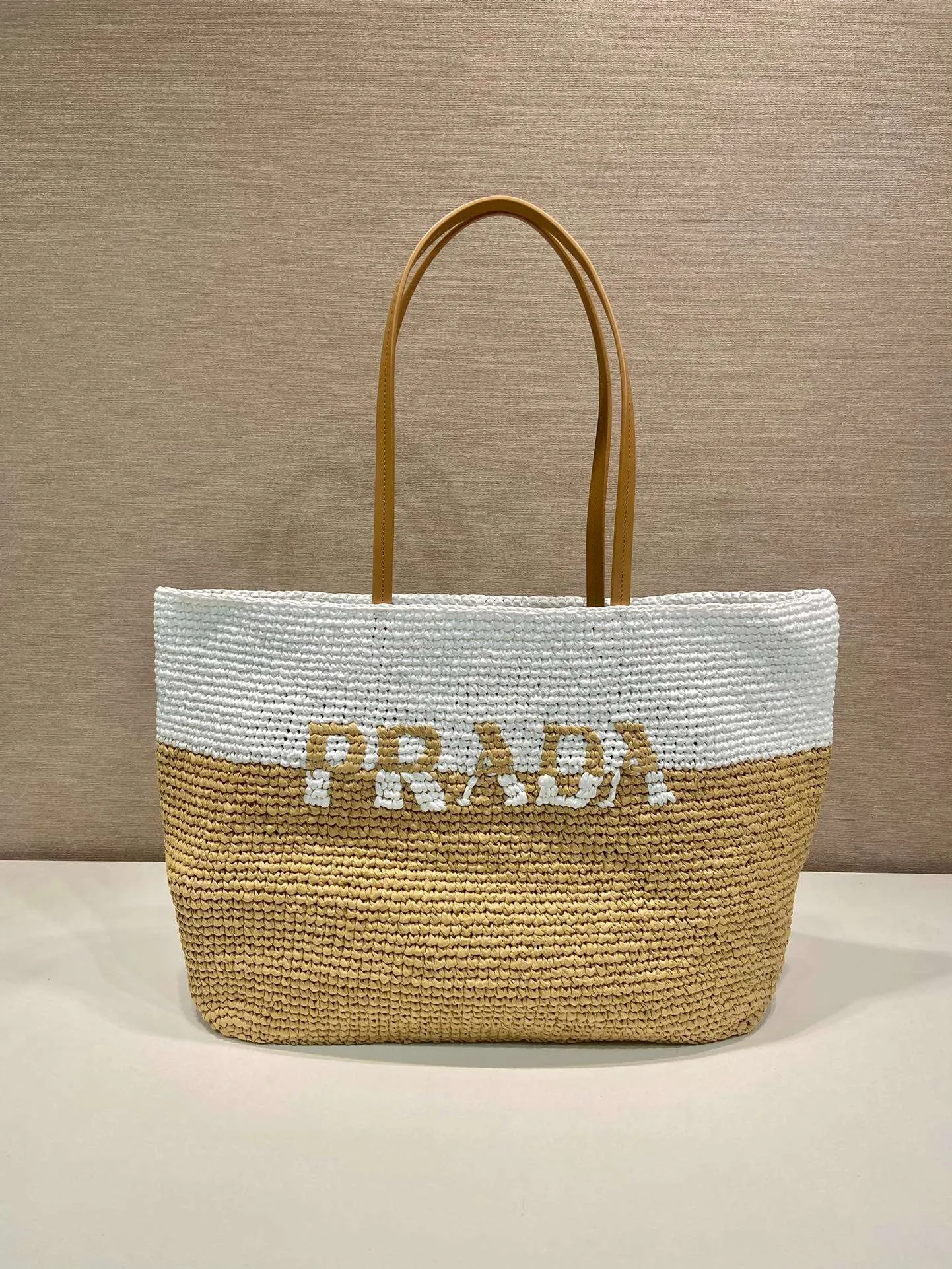 Prada Raffia Tote Bag Beige / 1BG442_2DJS_F0N86_V_OOO - Image 8