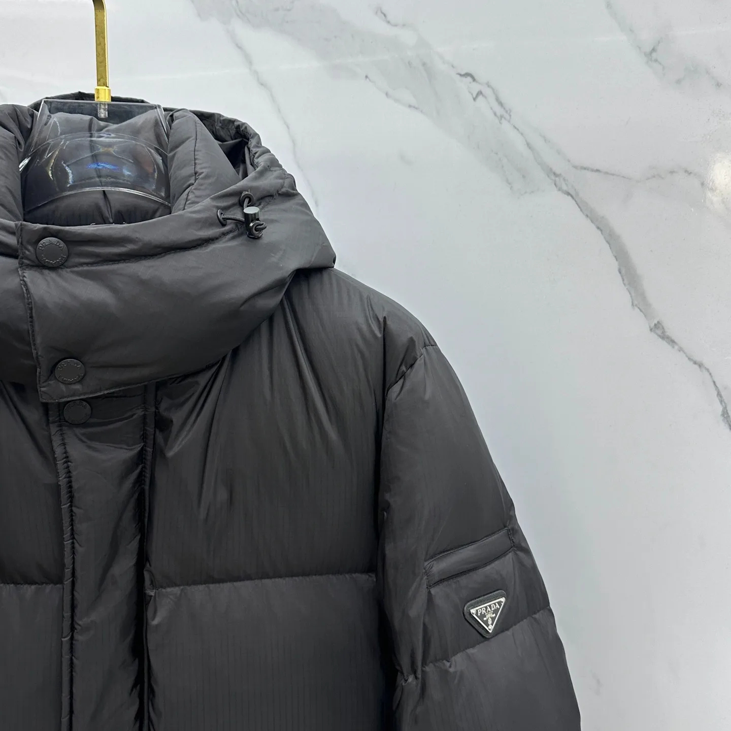 Prada ReNylon Hooded Down Puffer Jacket Black - Image 5