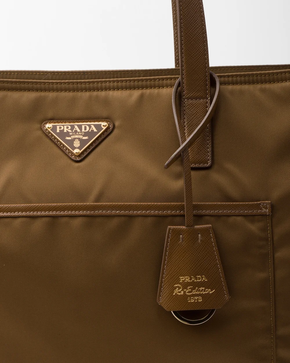 Prada Re- 1978 Large Re-Nylon And Saffiano Tote Bag Beige 16.9 Inches/ 1BG527_R064_F0594_V_OOO - Image 5