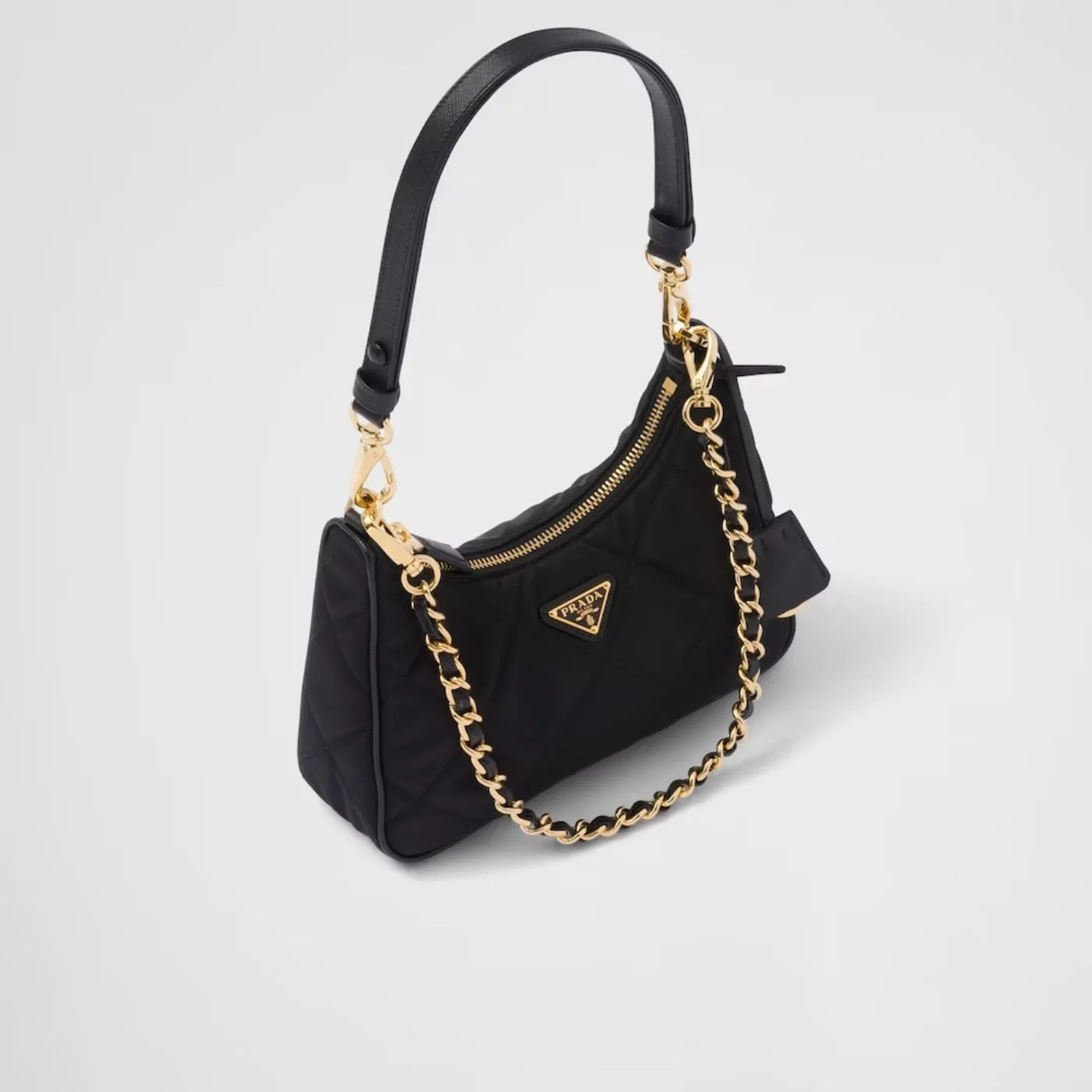 Prada Re- 1995 Chaîne Re-Nylon Mini-Bag Black 1BC204_2AOS_F0002_V_QOO- / 8.6 Inches - Image 2