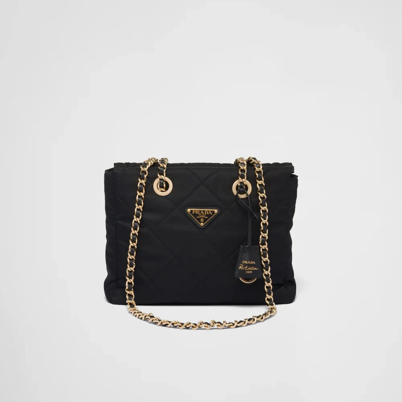 Alternative view of Prada Re- 1995 Chaîne Re-Nylon Tote Black Bag 1BG468_2AOS_F0002_V_COO- / 9.8 Inches