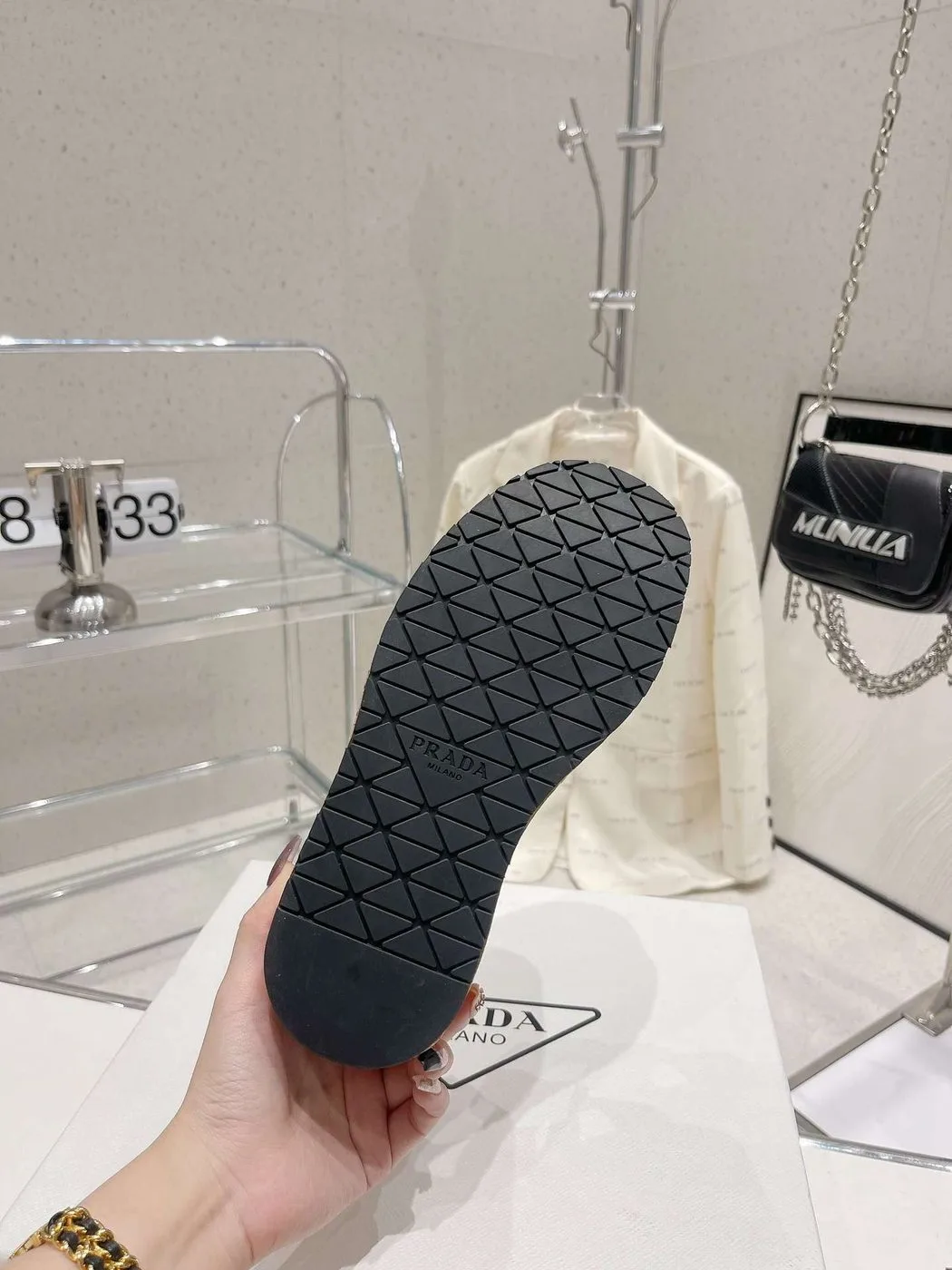 Alternative view of Prada Rubber Wedge Platform Slippers Black