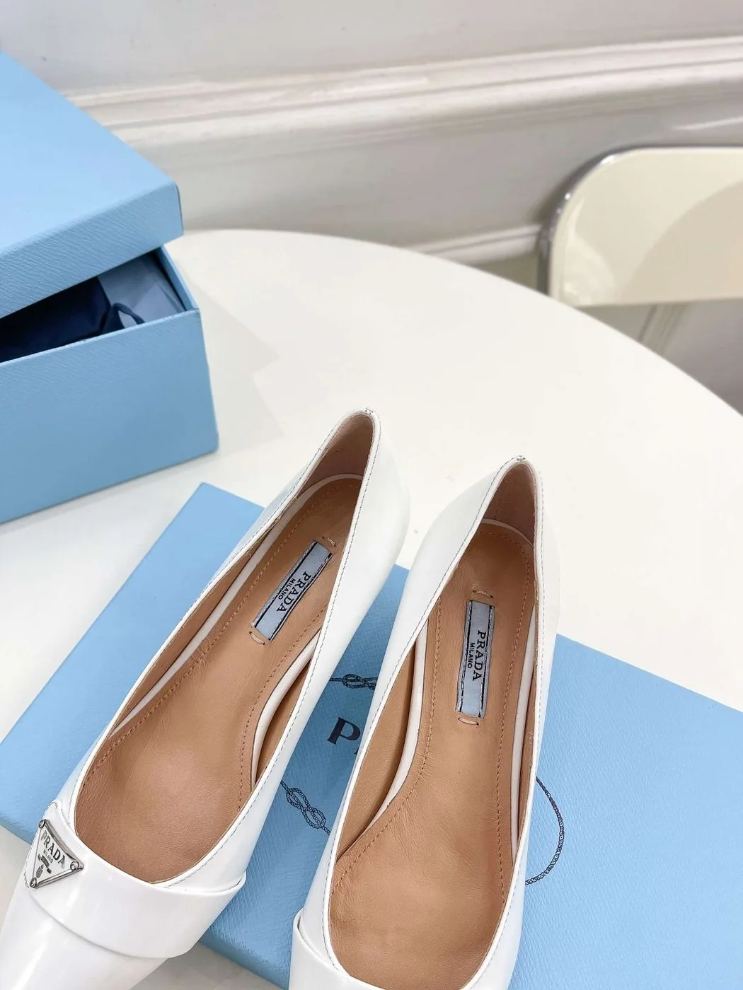 Alternative view of Prada Soft Pointed Heel Pumps White