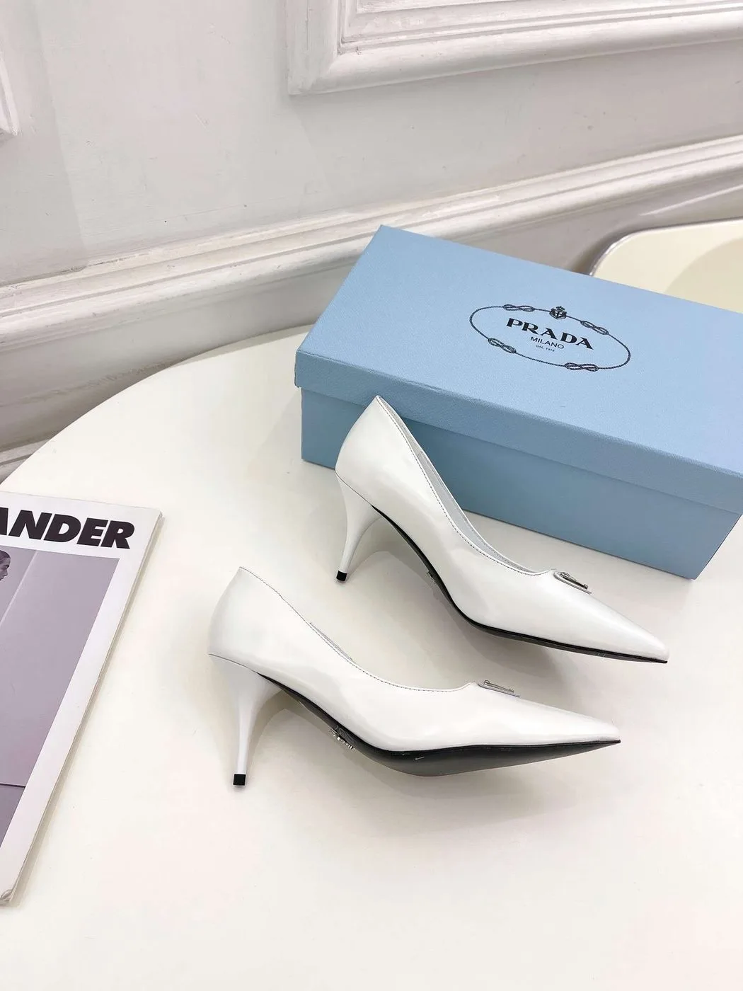 Prada Spike Pumps White - Image 3