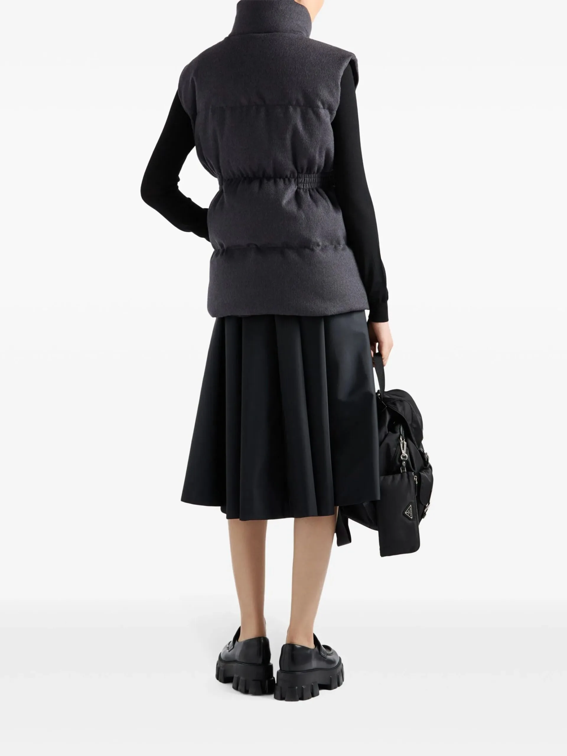 Prada Belted Down Padded Gilet Dark Grey - Image 4