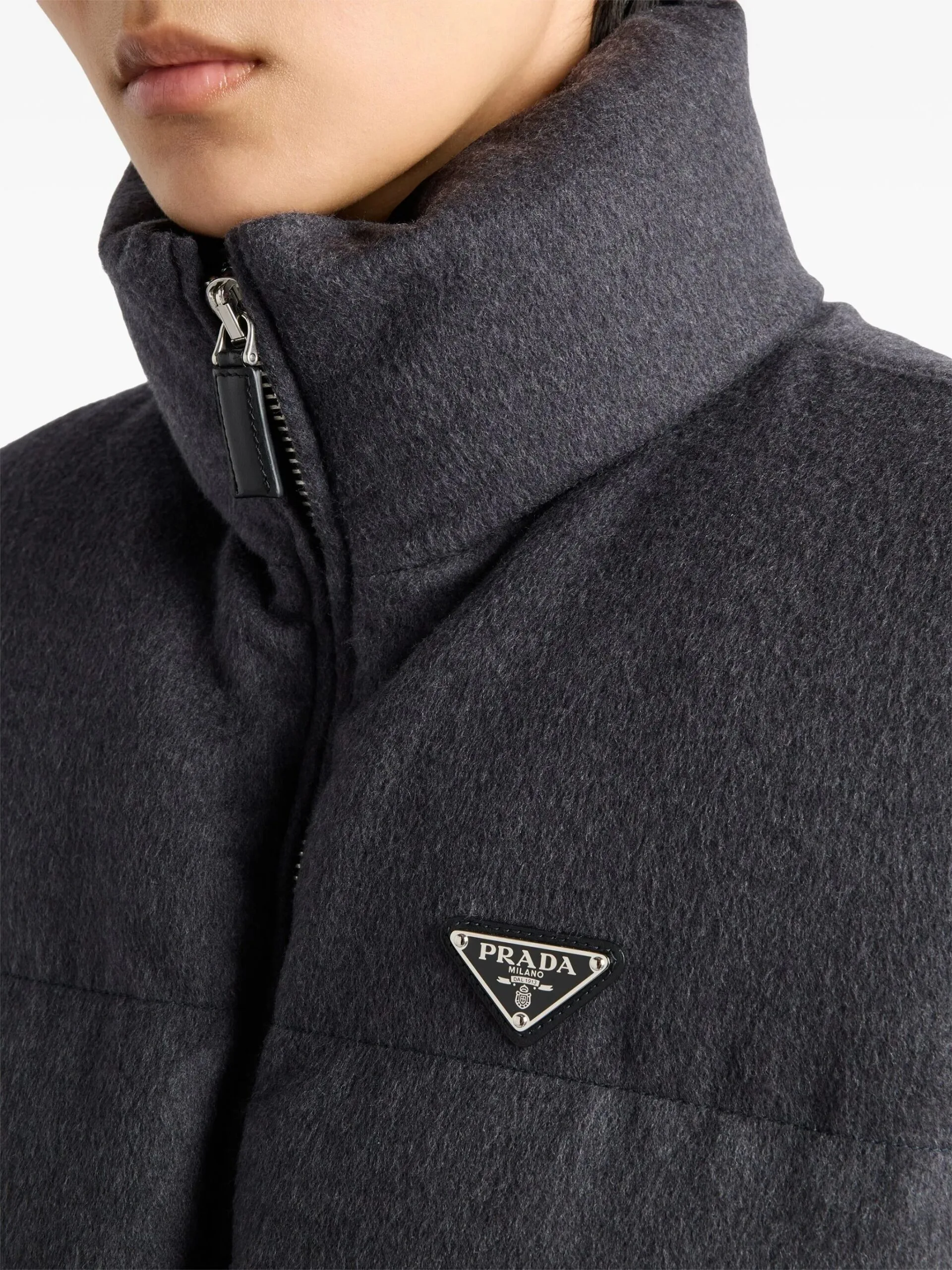 Prada Belted Down Padded Gilet Dark Grey - Image 6