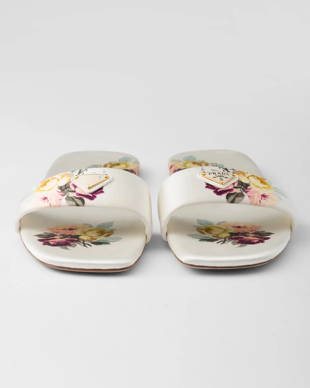 Alternative view of Prada Printed Satin Slides White 1XX355_3LPE_F0627_F_D005