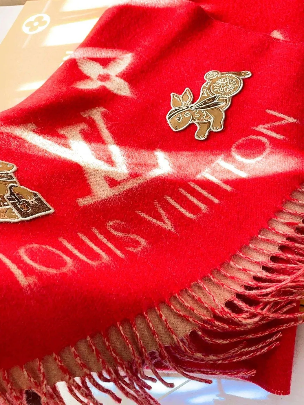 Alternative view of Louis Vuitton Precious Rabbit LV Scarf Red