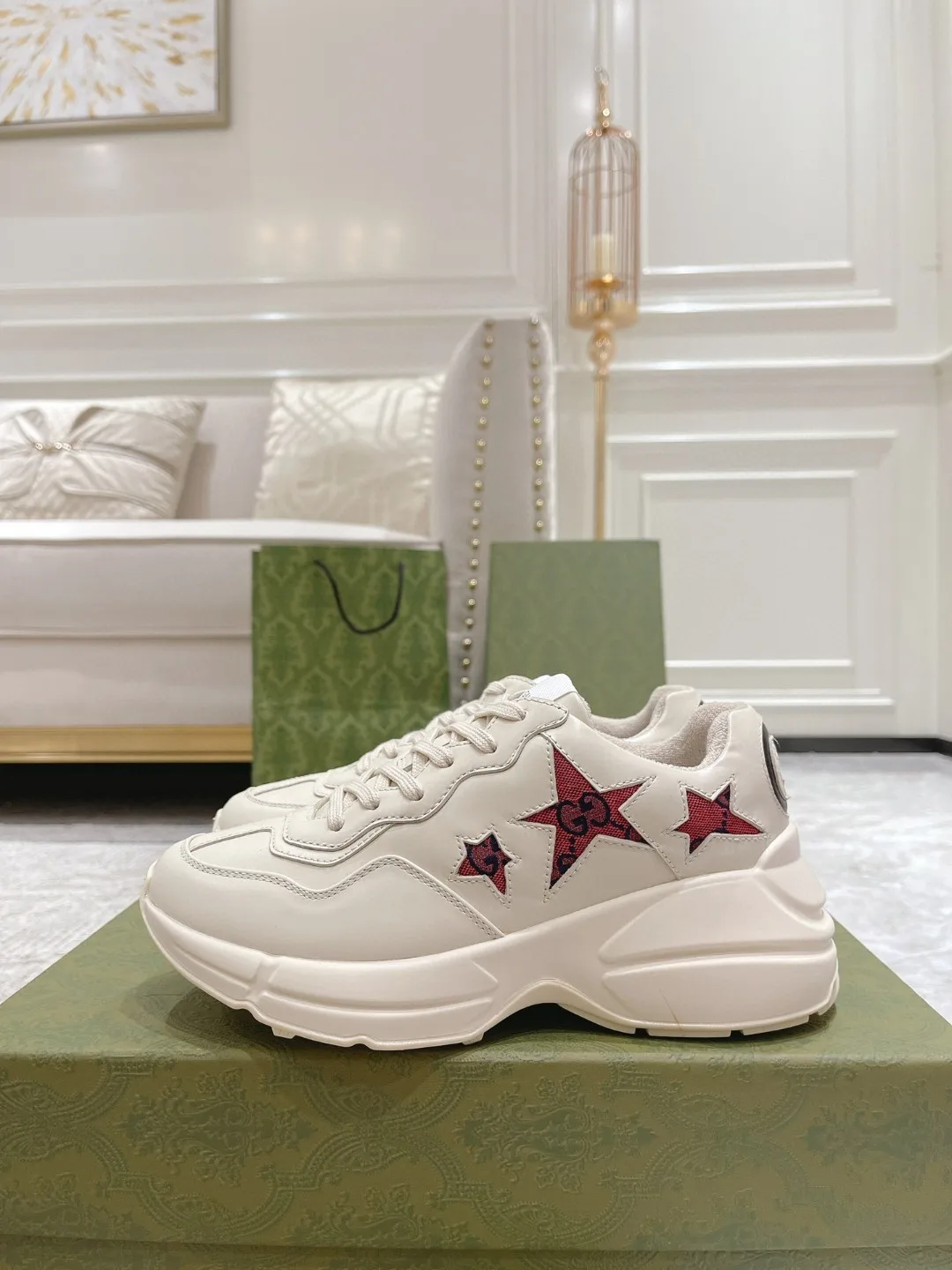 Alternative view of Gucci Rhyton Sneaker With Stars White