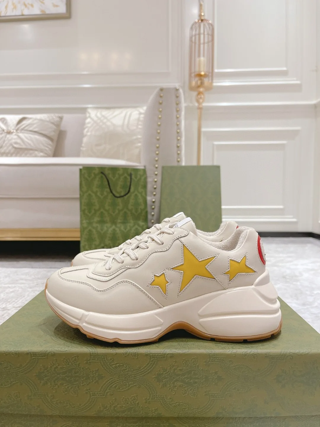 Alternative view of Gucci Rhyton Sneaker With Stars White