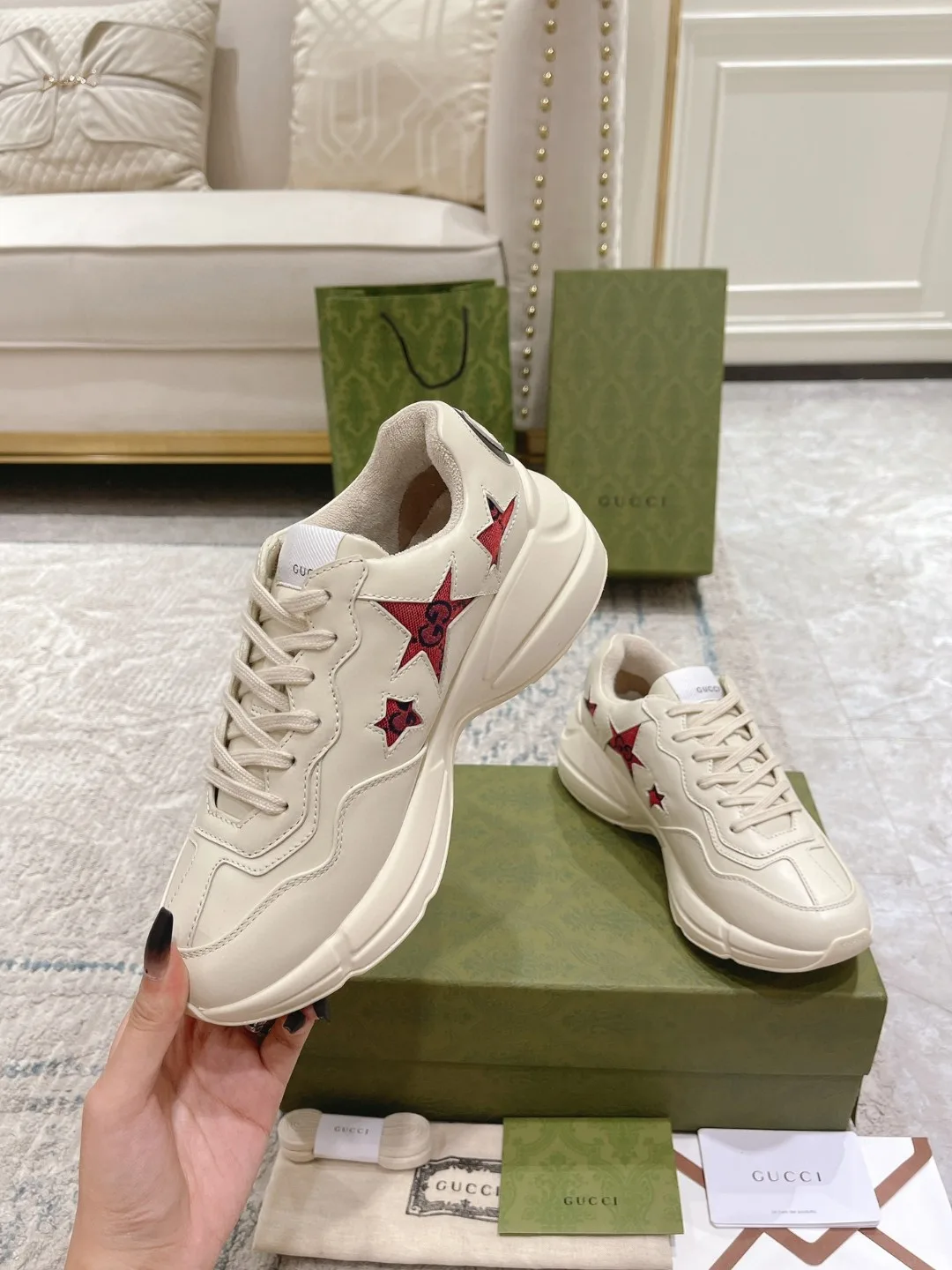 Gucci Rhyton Sneaker With Stars White - Image 4