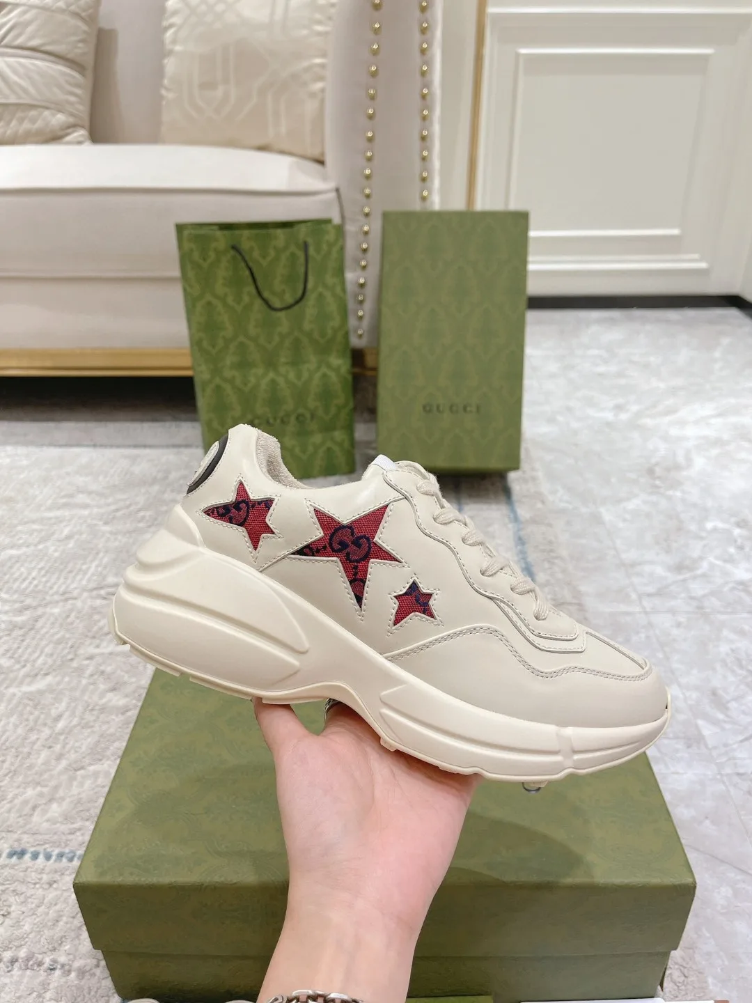 Gucci Rhyton Sneaker With Stars White - Image 6