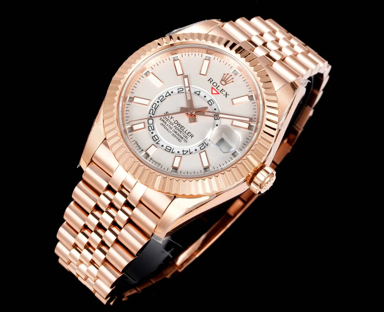 Alternative view of Rolex Sky Dweller Rose Gold White Dial
