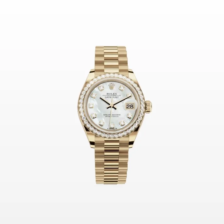 Alternative view of Rolex Lady-Datejust Watch Gold Toned White Pearl Dial -0015
