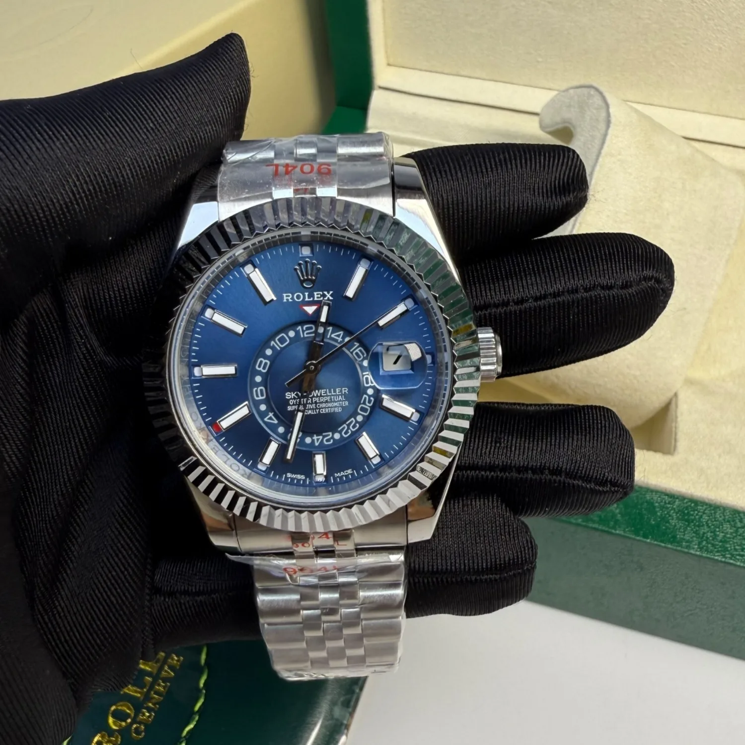 Rolex Sky Dweller Watch Silver Toned Blue Dial - Image 5