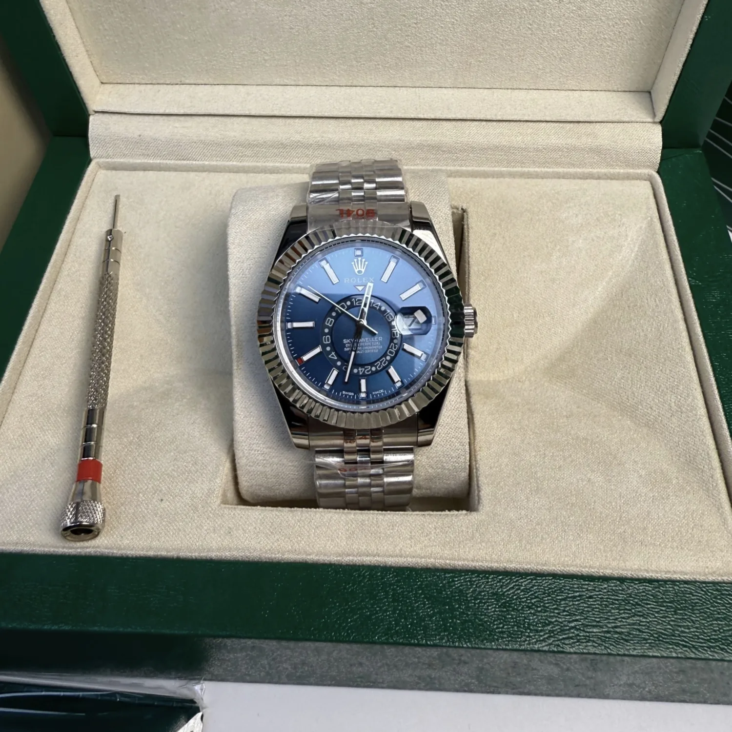 Rolex Sky Dweller Watch Silver Toned Blue Dial - Image 4