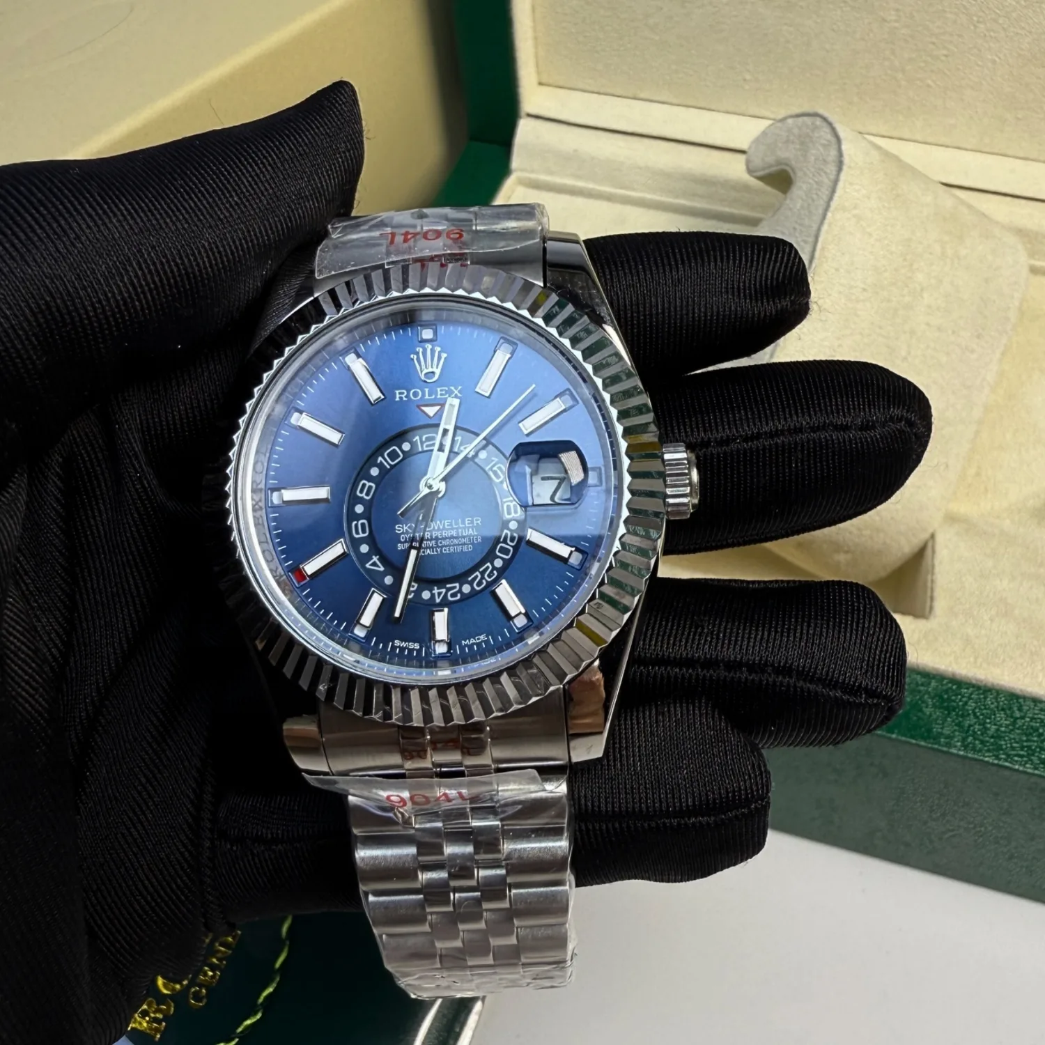 Rolex Sky Dweller Watch Silver Toned Blue Dial - Image 6