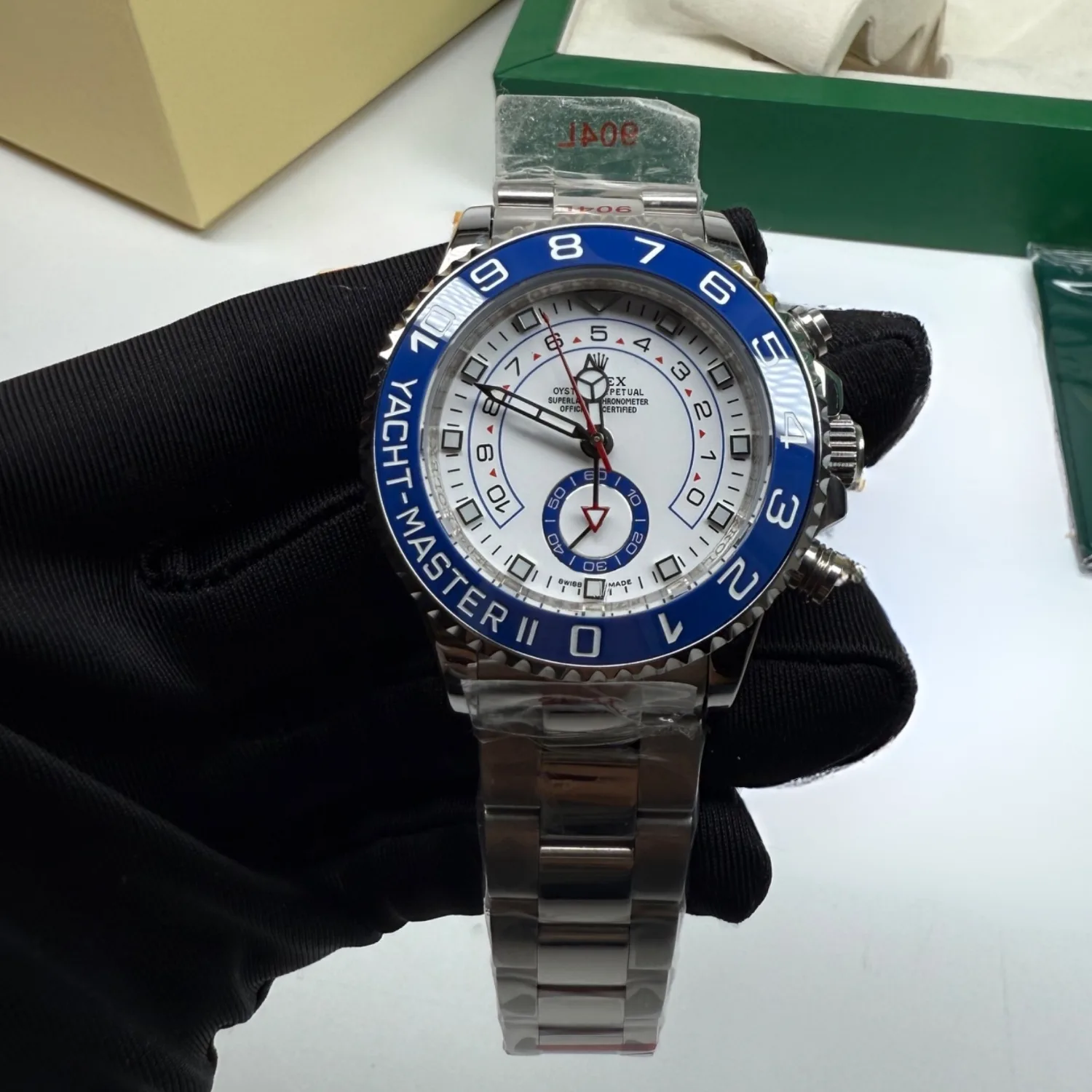 Rolex Yacht-Master II Watch Silver Toned White Dial - Image 6