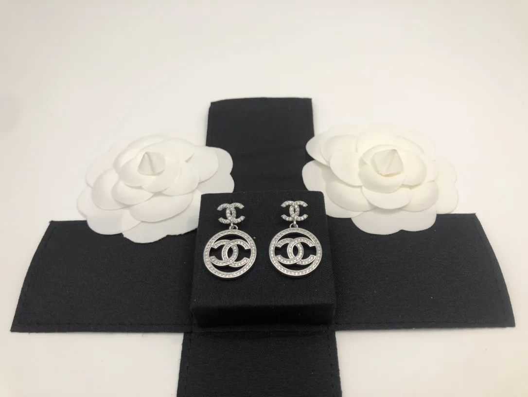 Alternative view of Chanel Round Double C Earrings Silver