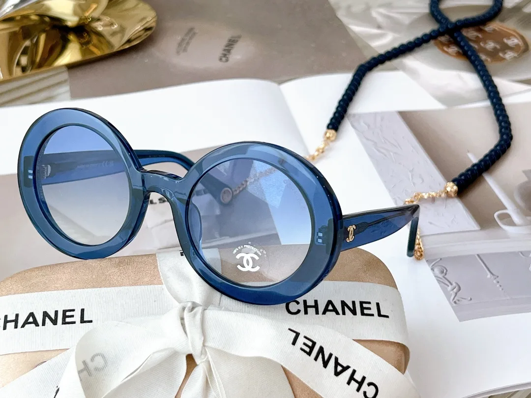 Chanel Round Sunglasses Blue