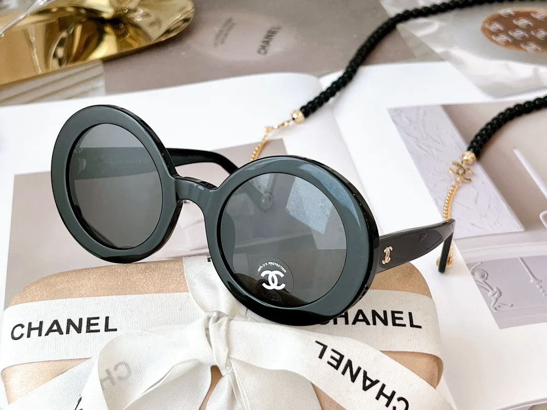 Chanel Round Sunglasses Black