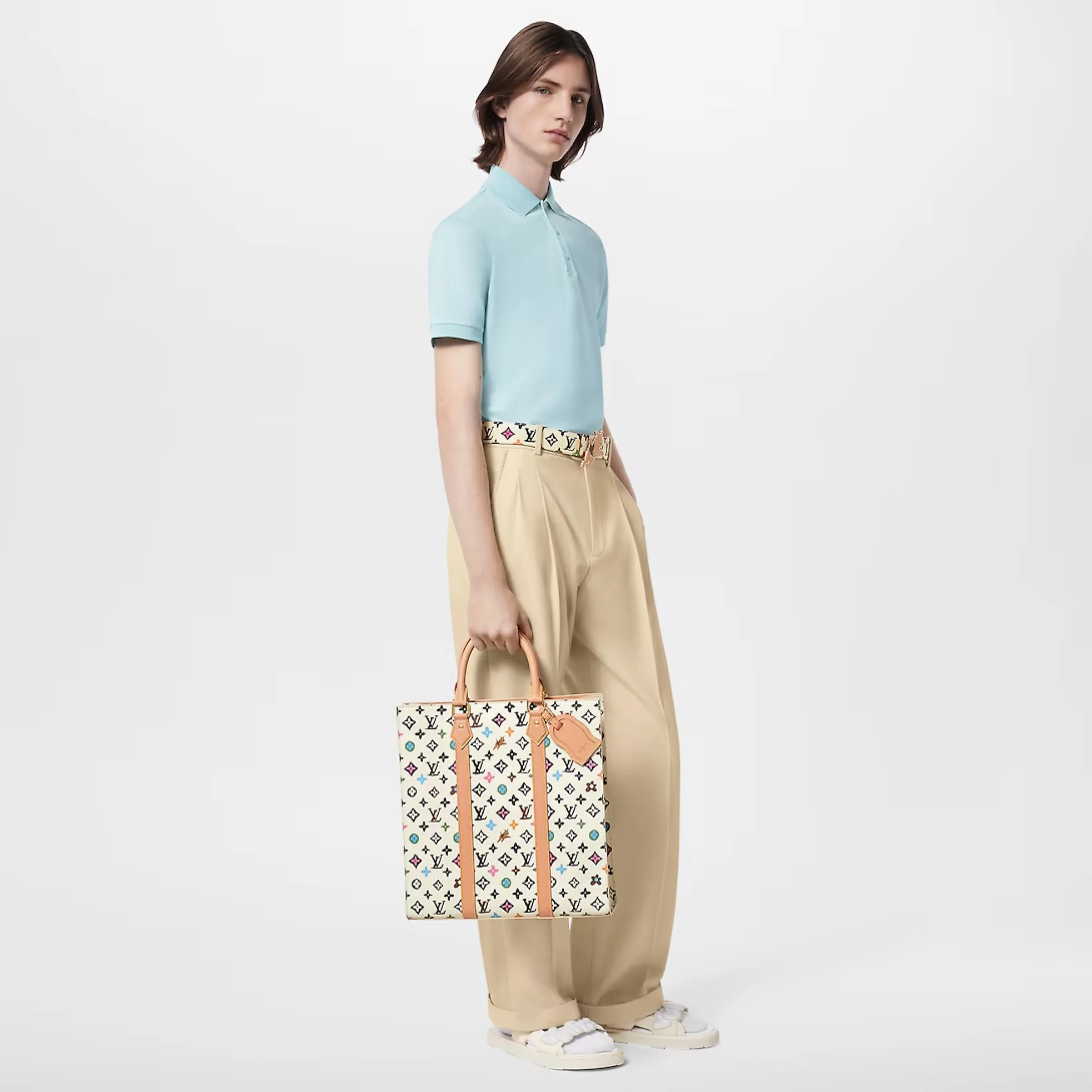 Alternative view of Louis Vuitton Sac Plat Tote Bag / Cream Gold Hardware