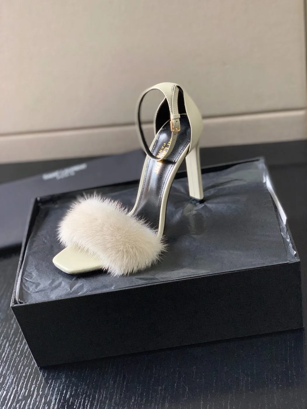 Saint Laurent Bea Ankle Strap Sandals White - Image 5