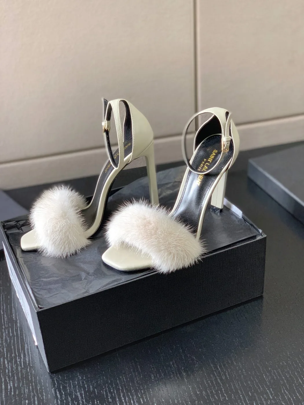 Saint Laurent Bea Ankle Strap Sandals White - Image 4