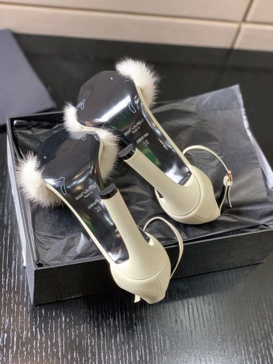 Saint Laurent Bea Ankle Strap Sandals White - Image 3