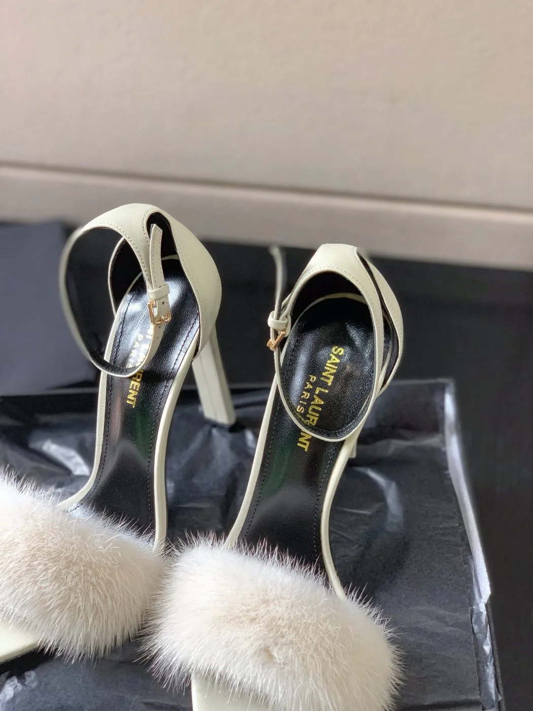 Alternative view of Saint Laurent Bea Ankle Strap Sandals White