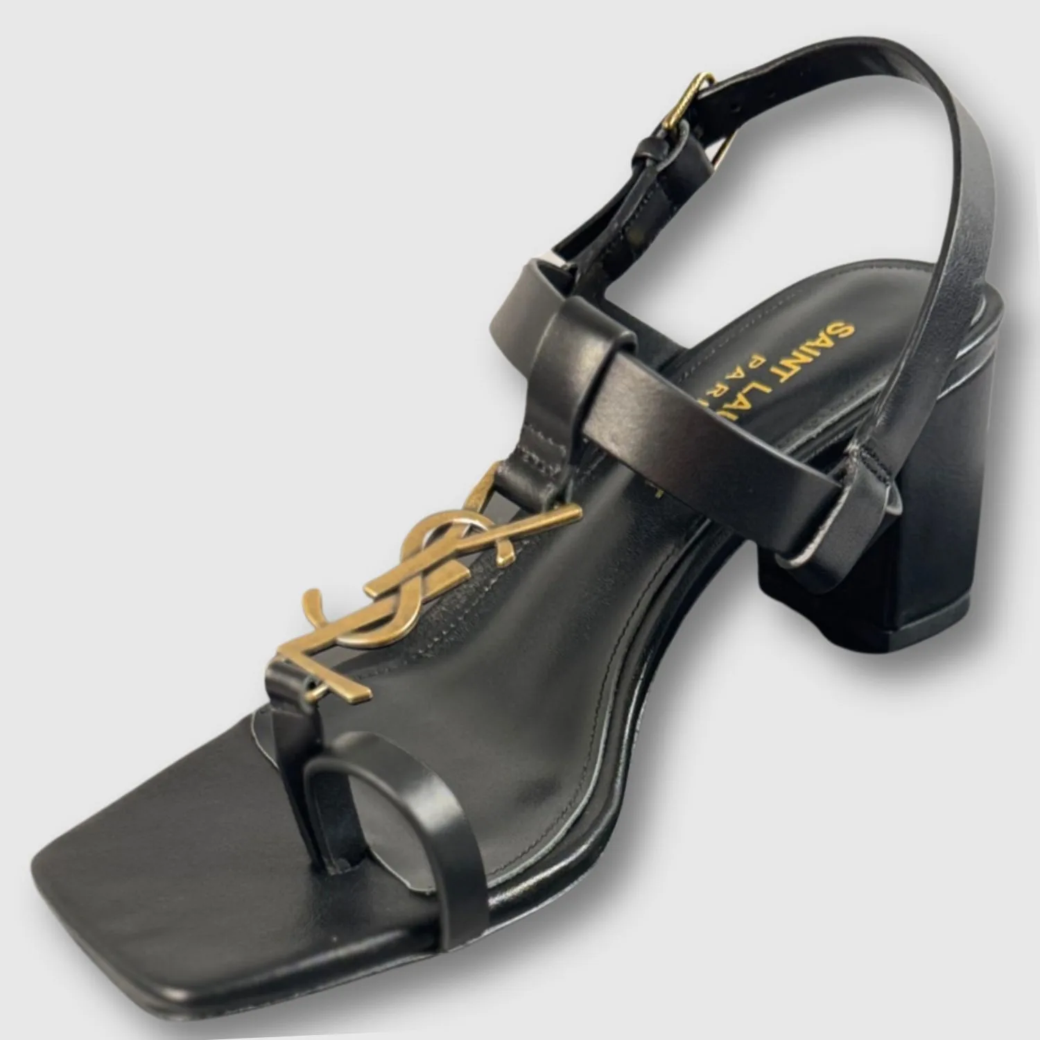 Saint Laurent Cassandra Heeled Sandals Black YSL - Image 9