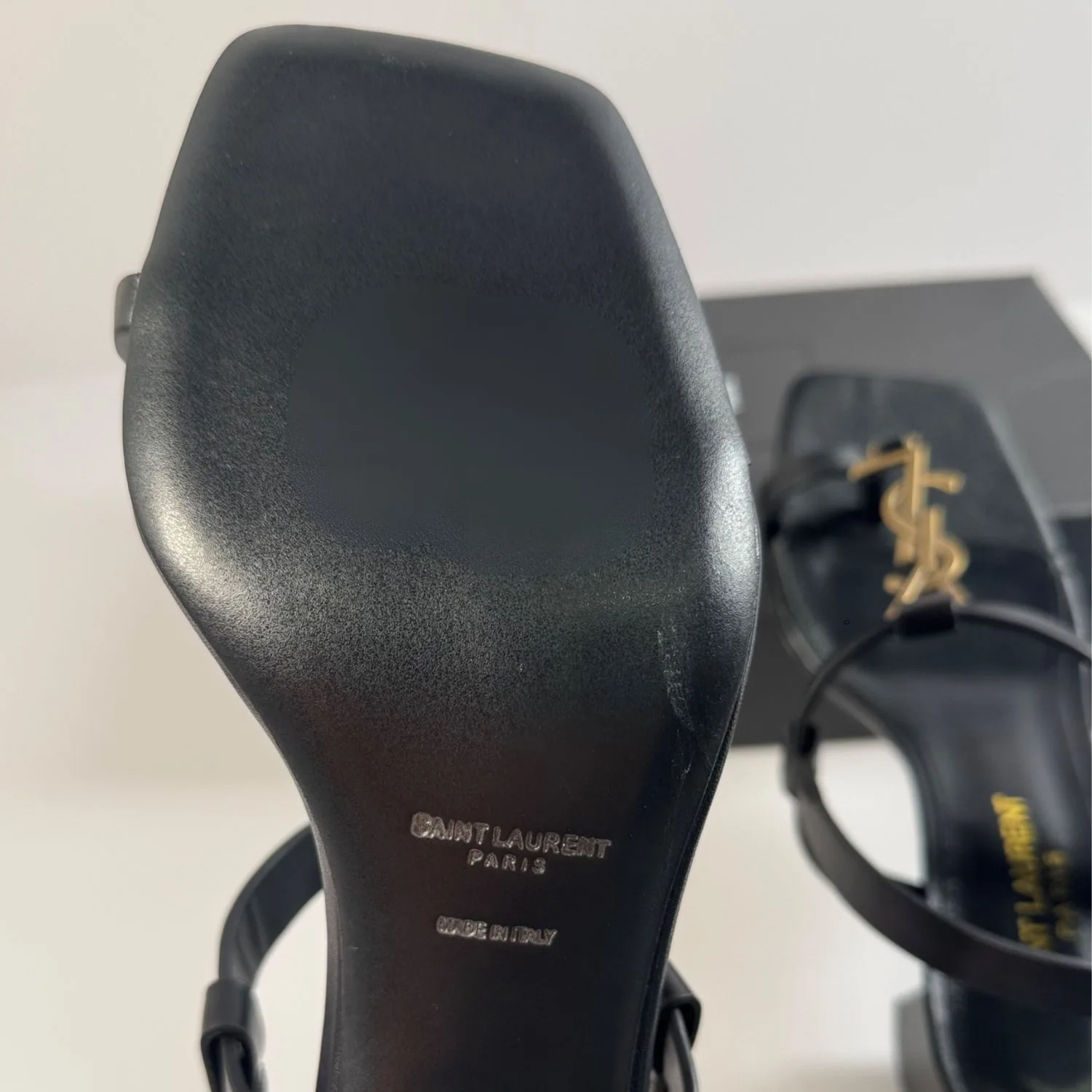 Saint Laurent Cassandra Heeled Sandals Black YSL - Image 7
