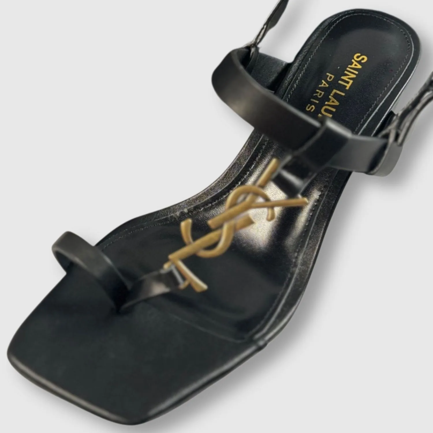 Saint Laurent Cassandra Heeled Sandals Black YSL - Image 3