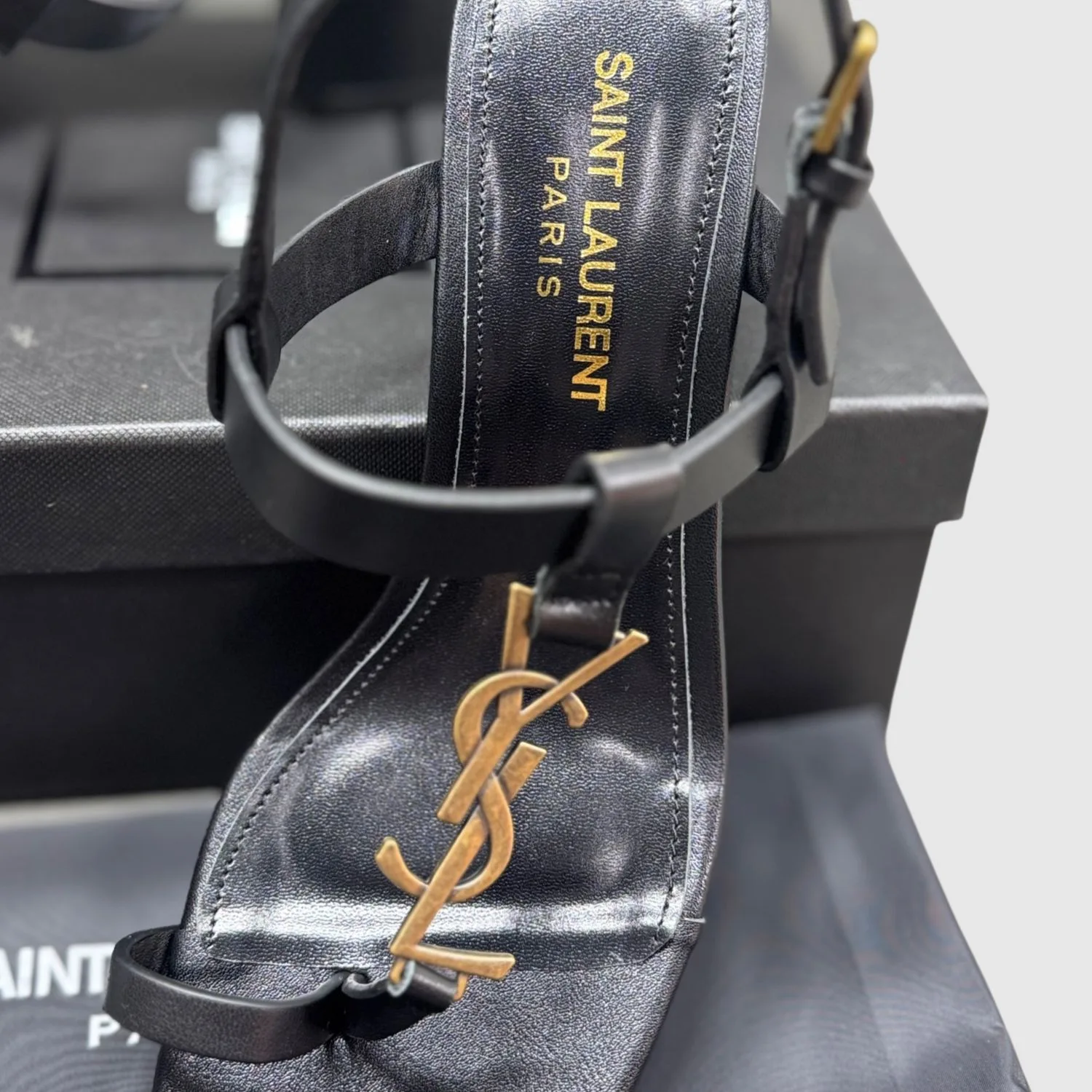 Saint Laurent Cassandra Heeled Sandals Black YSL - Image 6