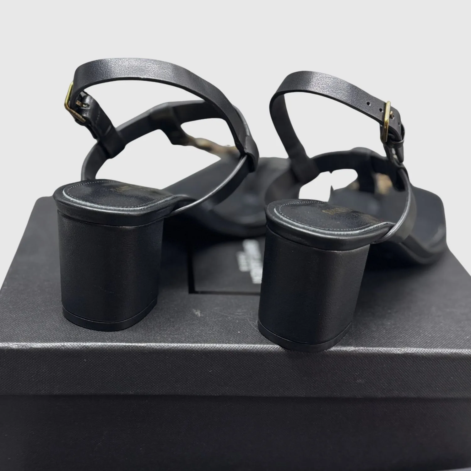 Saint Laurent Cassandra Heeled Sandals Black YSL - Image 5