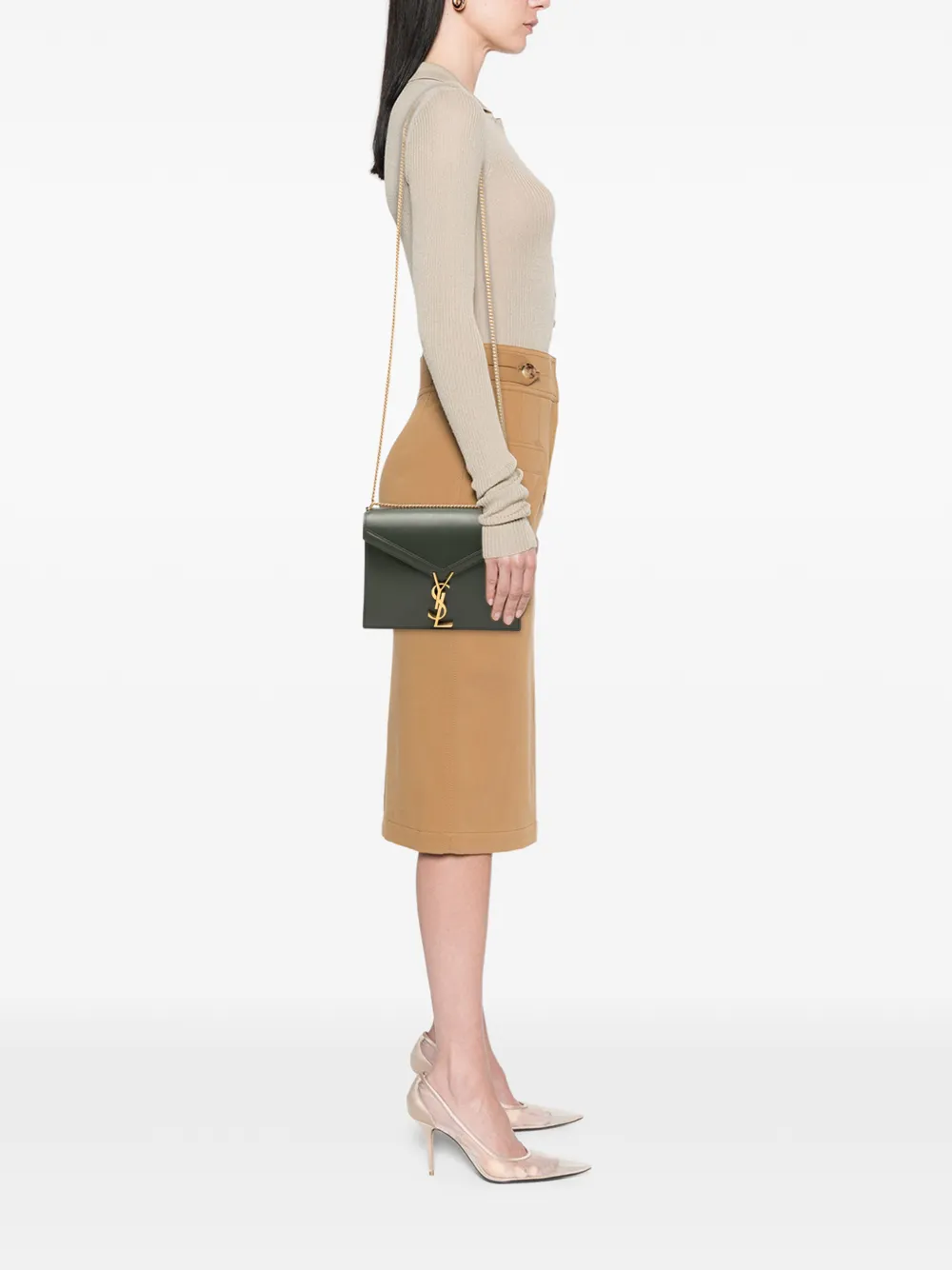 Alternative view of Saint Laurent Cassandra Medium Shoulder Bag / Green Gold Hardware
