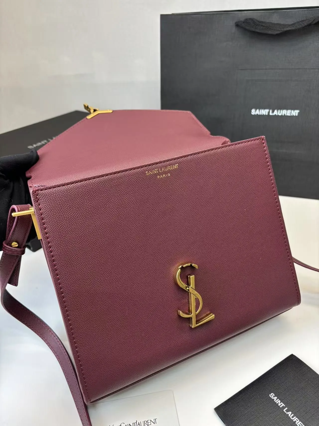 Saint Laurent Cassandra Medium Top Handle Bag Deep Burgundy / YSL - Image 3