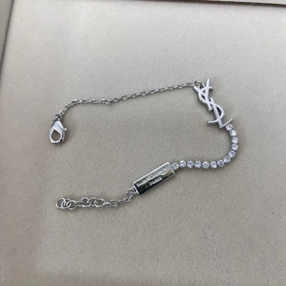 Saint Laurent Cassandre Charm Bracelet In Palladium - Image 3