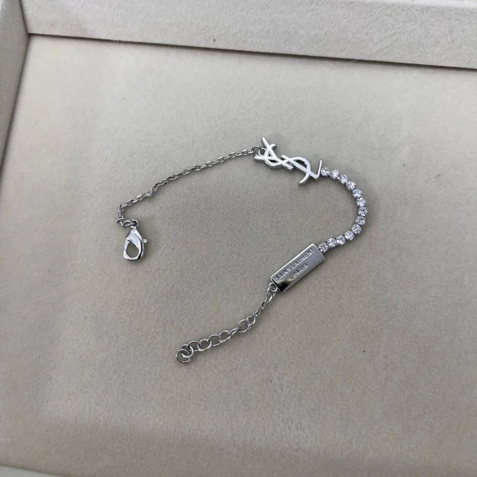 Alternative view of Saint Laurent Cassandre Charm Bracelet In Palladium