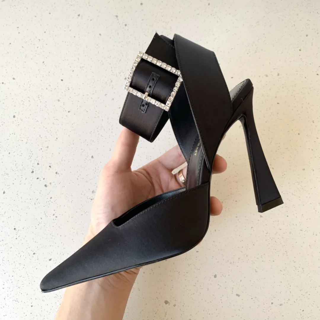 Alternative view of Saint Laurent Fanny Slingback Pumps In Crepe Satin Black