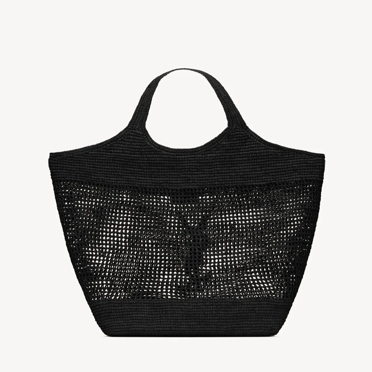 Saint Laurent Icare Maxi Tote Bag / Black Raffia Bronze Hardware - Image 6