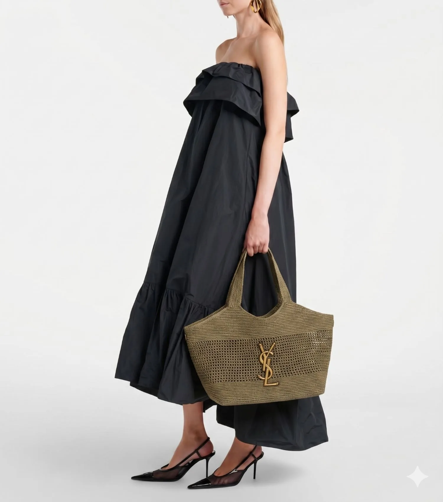 Alternative view of Saint Laurent Icare Medium Tote Bag / Light Musk Raffia Bronze Hardware
