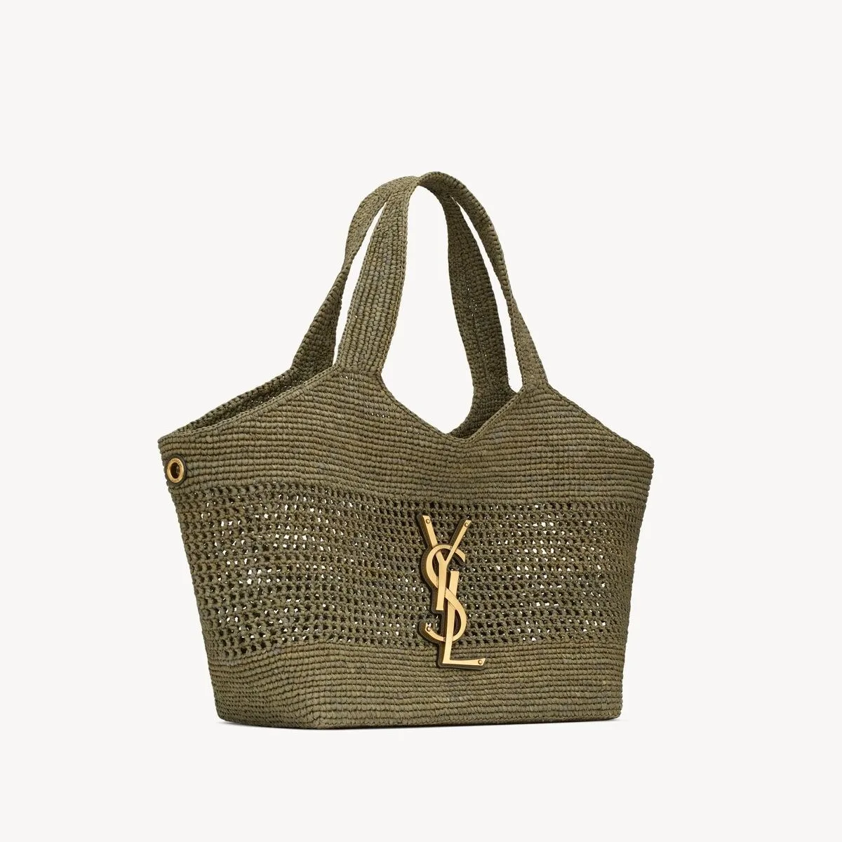 Saint Laurent Icare Medium Tote Bag / Light Musk Raffia Bronze Hardware - Image 4