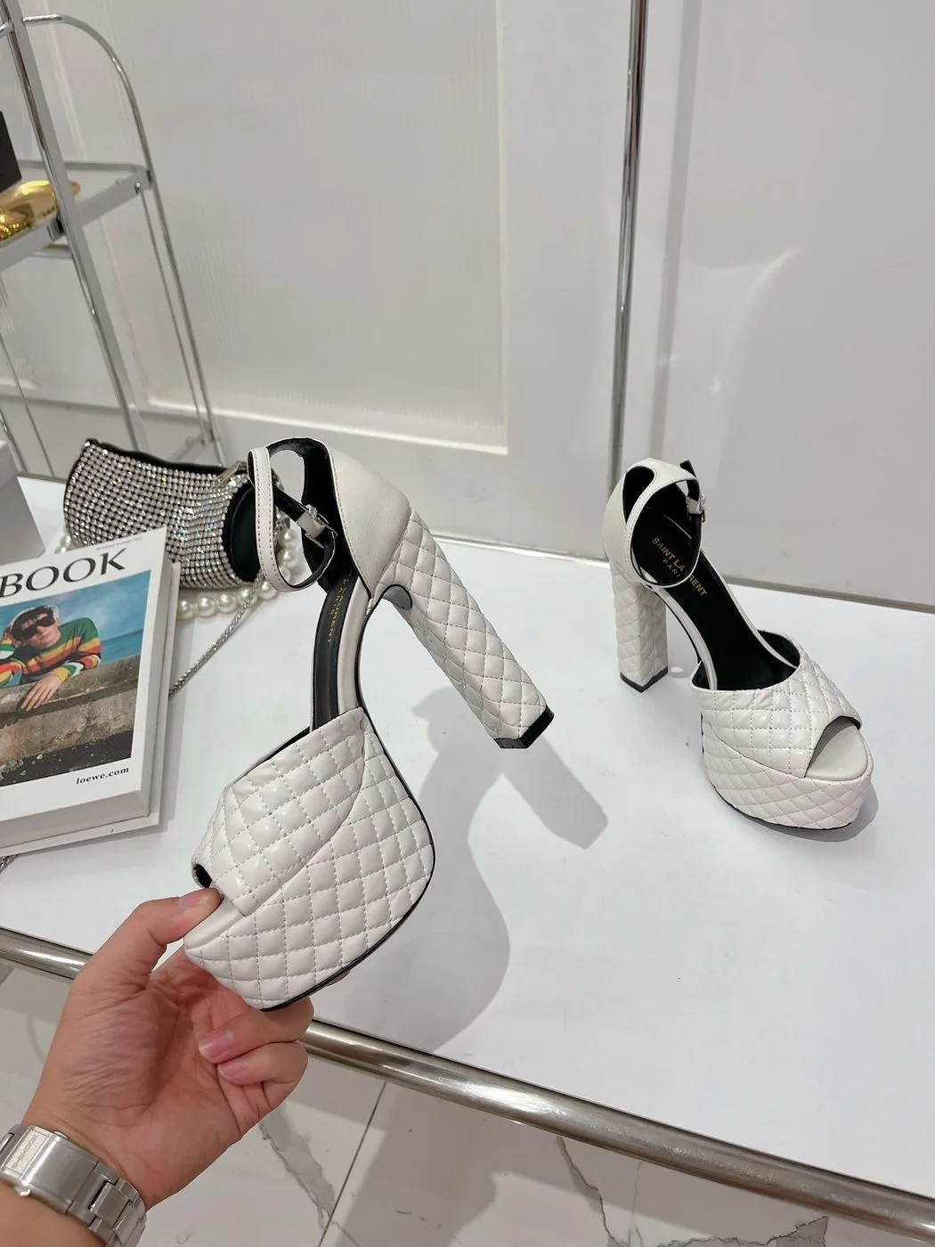 Alternative view of Saint Laurent Jodie Platform Sandals In Smooth White