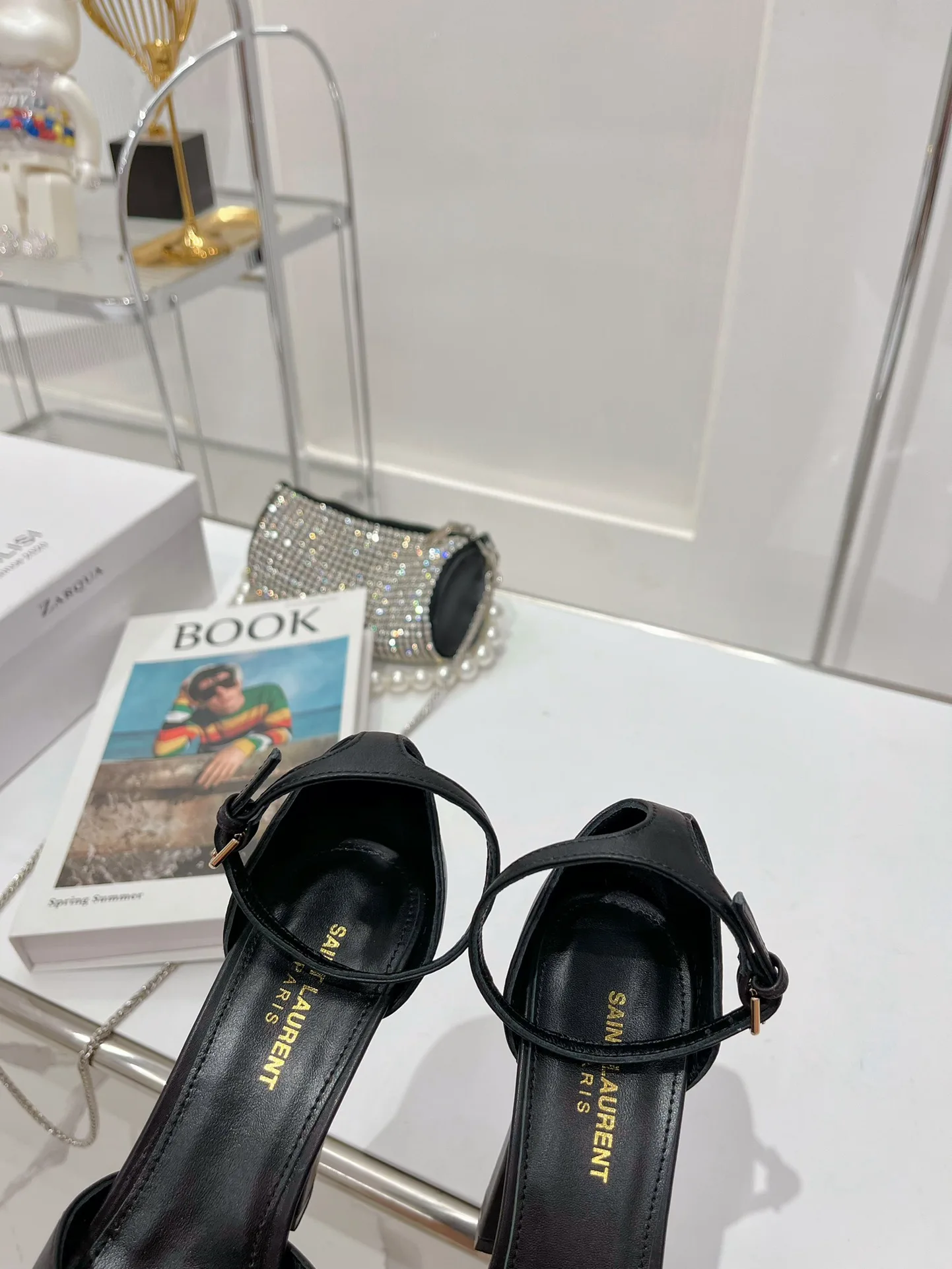 Alternative view of Saint Laurent Jodie Platform Sandals In Smooth Black