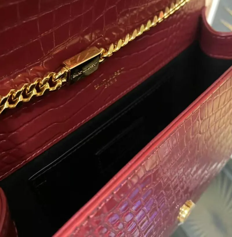 Saint Laurent Kate Small Chain Bag With Tassel In Embossed Burgundy / YSL - Image 5