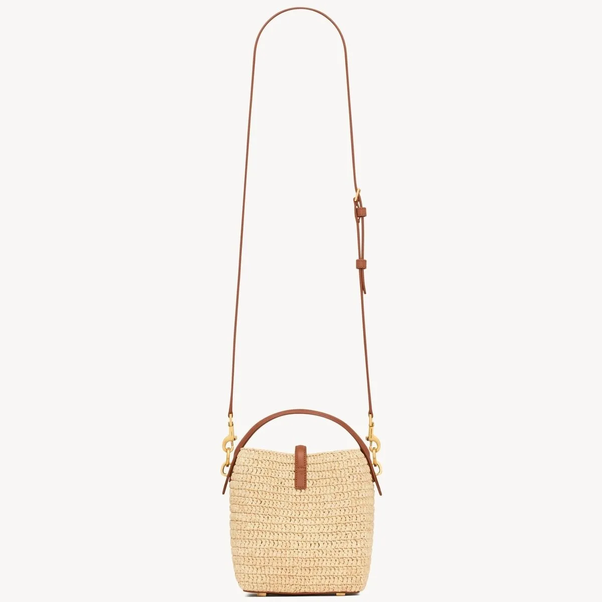Saint Laurent LE 37 Mini Bucket Bag / Naturel Raffia Gold Hardware - Image 6
